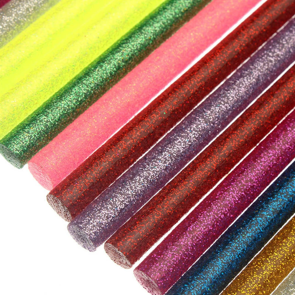 Glitter Hot Melt Glue Set Includes 50 Pcs of Colored Adhesives at a Size of 7x100mm for Quick Bonding Solutions