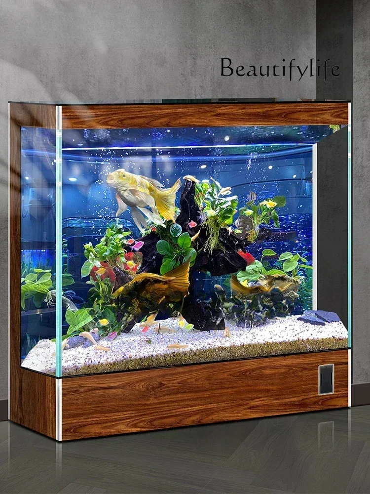 Change Water Super White Glass Fish Tank Living Room New Large Vertical High-End Floor Fish Globe