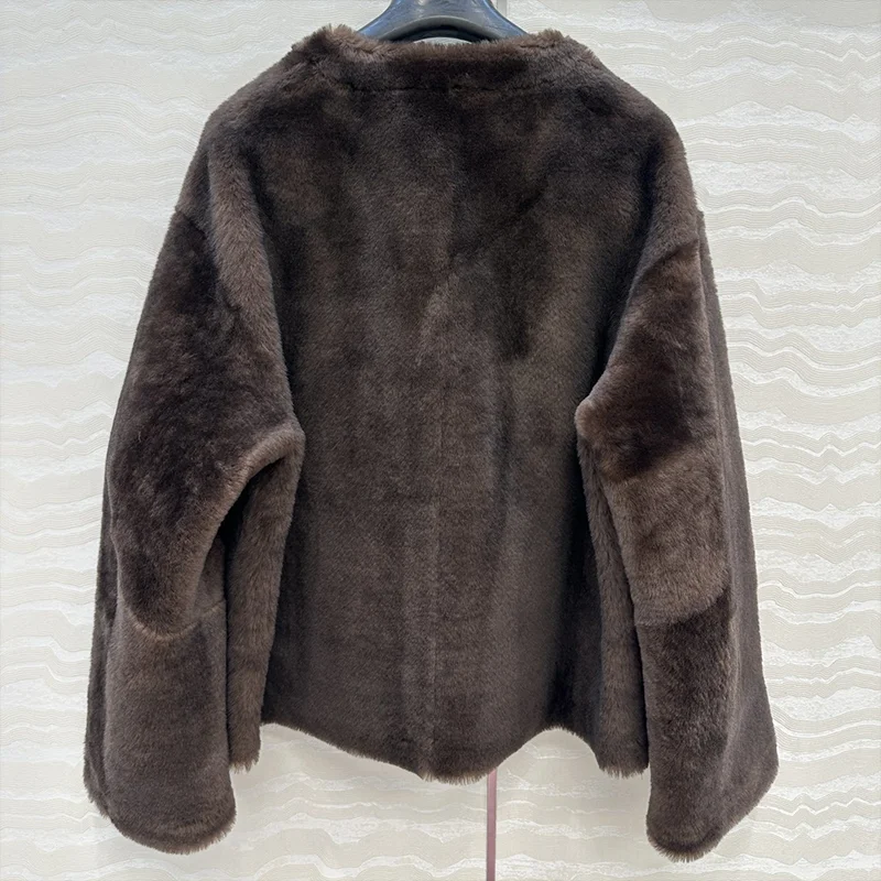 معطف قطعة واحدة مبطن بالفرو عالي الجودة للسيدات ملابس خارجية شتوية جديدة مع حشوة سميكة للطبقات 251107149 #4