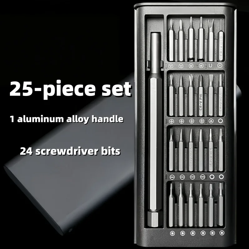 25-piece set of precision screwdriver set, flat head cross small screwdriver set, multi-purpose electronic product repair and disassembly tool set, suitable for daily electronic products, jewelry, computers, glasses, watches, mobile phones