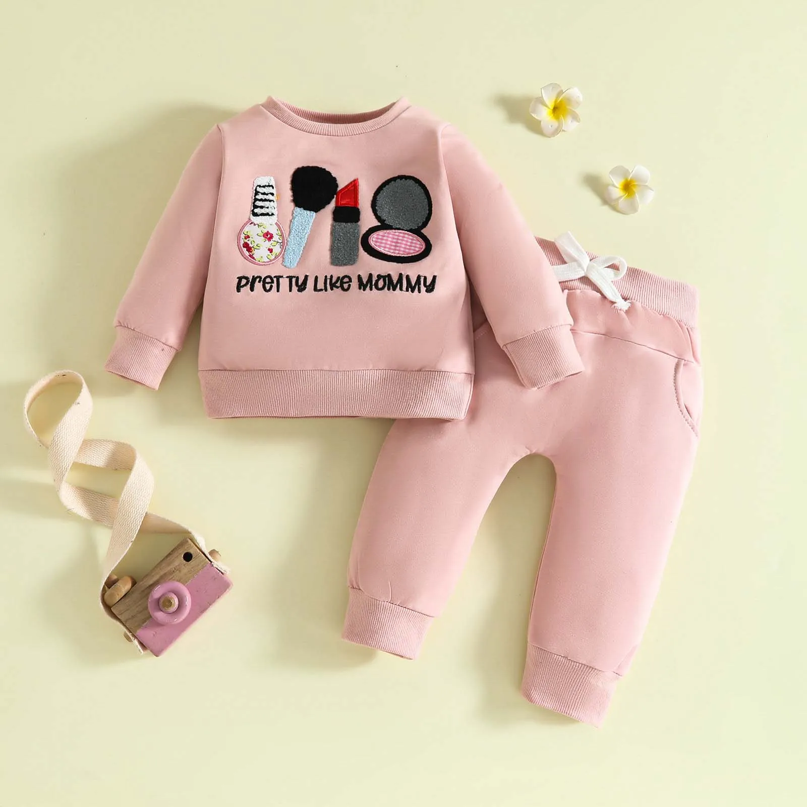 

New Pants Sets For Baby Girls And Boys Fall Winter Outfit Infant Letter Printed Long Sleeve Sweatshirt And Elastic Sweatpants