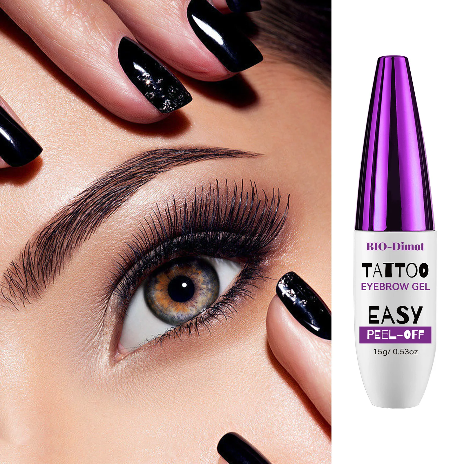 BIO-Dimot 15g Lasting Eyebrow Gel Natural Semi-permanent Shade Waterproof Peel-Off Tint Easy Peel-off Smudge-proof Eyebrow Cream