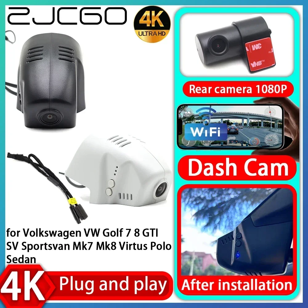 ZJCGO 4K 2160P Plug and Play DVR Dash Cam Video for Volkswagen VW Golf 7 8 GTI SV Sportsvan Mk7 Mk8 Virtus Polo Sedan