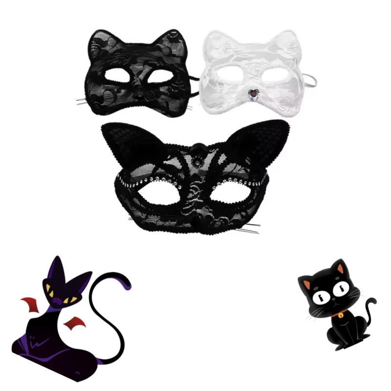 

Сексуальная кружевная маска, маскарадный реквизит, аксессуары для костюмов для косплея на Хэллоуин, маска на половину лица, маска для животных, маска для кошачьего глаза, маскарадная вечеринка