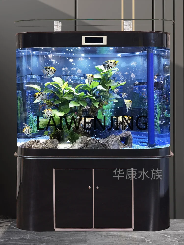 Fish tank living room household double round wall large bottom filter ecological landscaping Jinlong fish tank