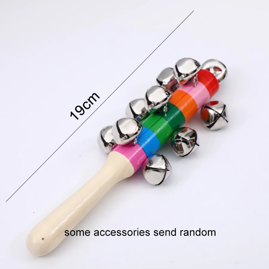 1pcs Colorful Rainbow Hand Held Bell Stick Wooden Discussion Musical Toy for Adult KTV Party Kids Game Gift