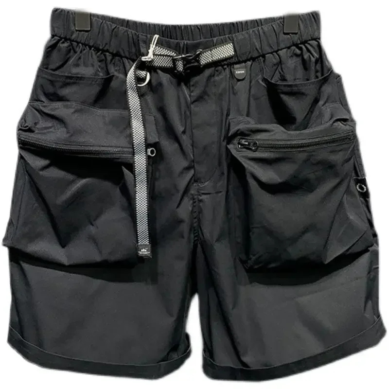 New Korean Men's Large Multi Pocket Shorts Summer Simple Workwear Harun Half Pants Oversize Zipper Thin Cargo Men 2023