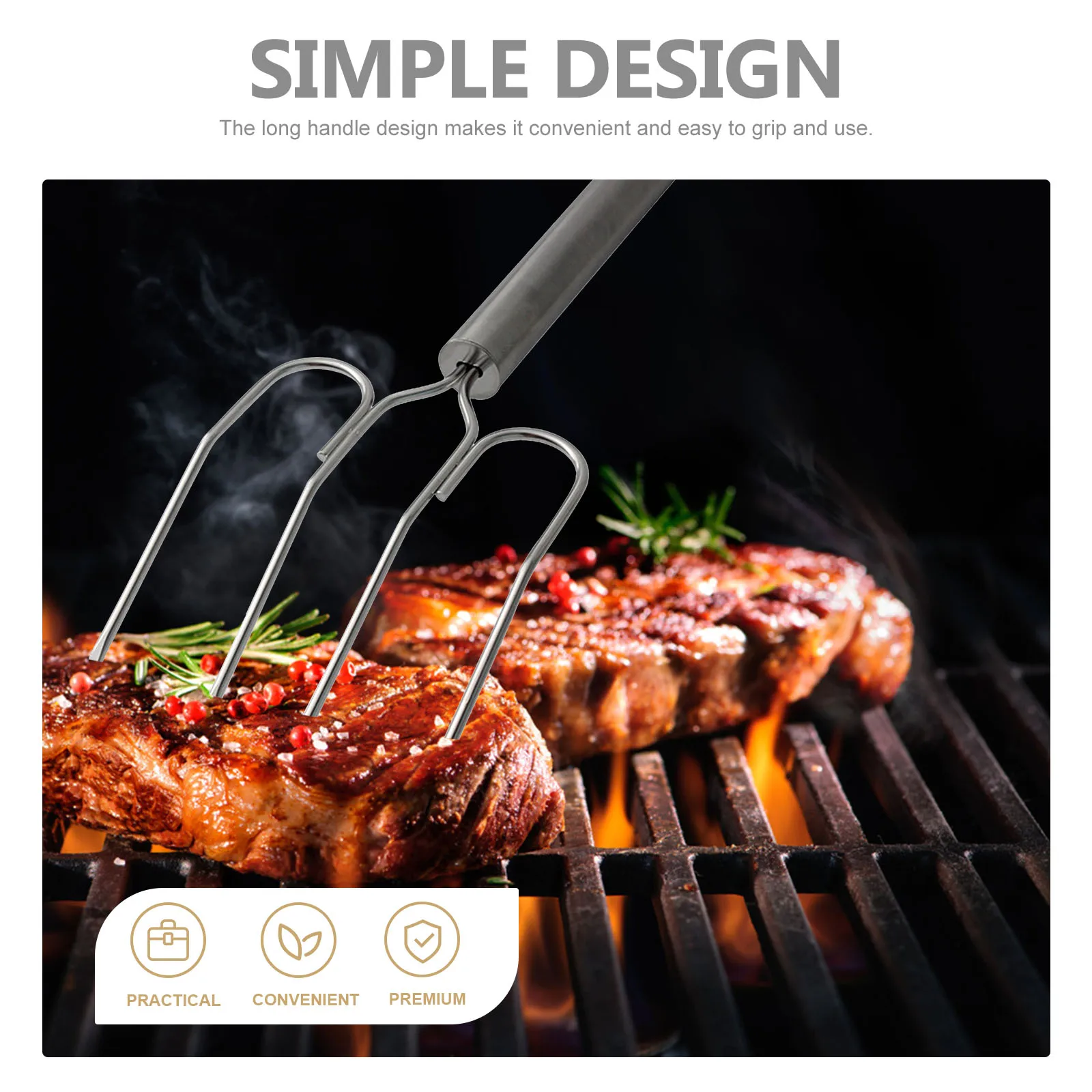 

Turkey Fork Stainless Steel Reusable BBQ Lifter Grilled Roast Chicken Meat Tool Premium Quality Heat Resistant Nonslip H