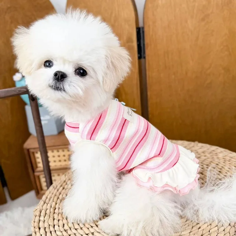 Dünnes Kühlkleid für Hunde Gestreifte Hundekleidung Sommer Welpenröcke Mädchen Hundekostüm Chihuahua Kleidung Bichon Hundezubehör 2026 Neu – Detail 9