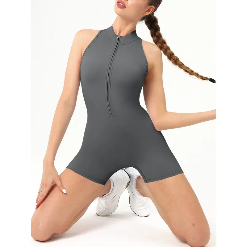 

Europe and the United States sleeveless back hollow yoga jumpsuit sports fitness removable pads peach hip sports jumpsuit