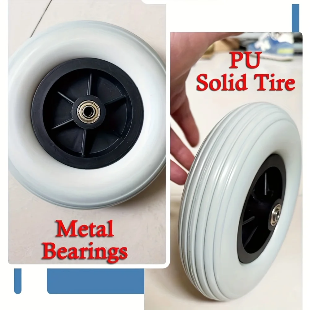 1/2pcs 200×50 Wheelchair Front/Rear Solid Wheels with 8 mm Bearings, Non-Inflatable Wheelchair Tire Accessories Durable Solid