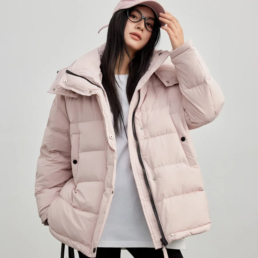 Mode hiver nouveau 90% duvet de canard blanc doudoune femme ample trajet veste à capuche