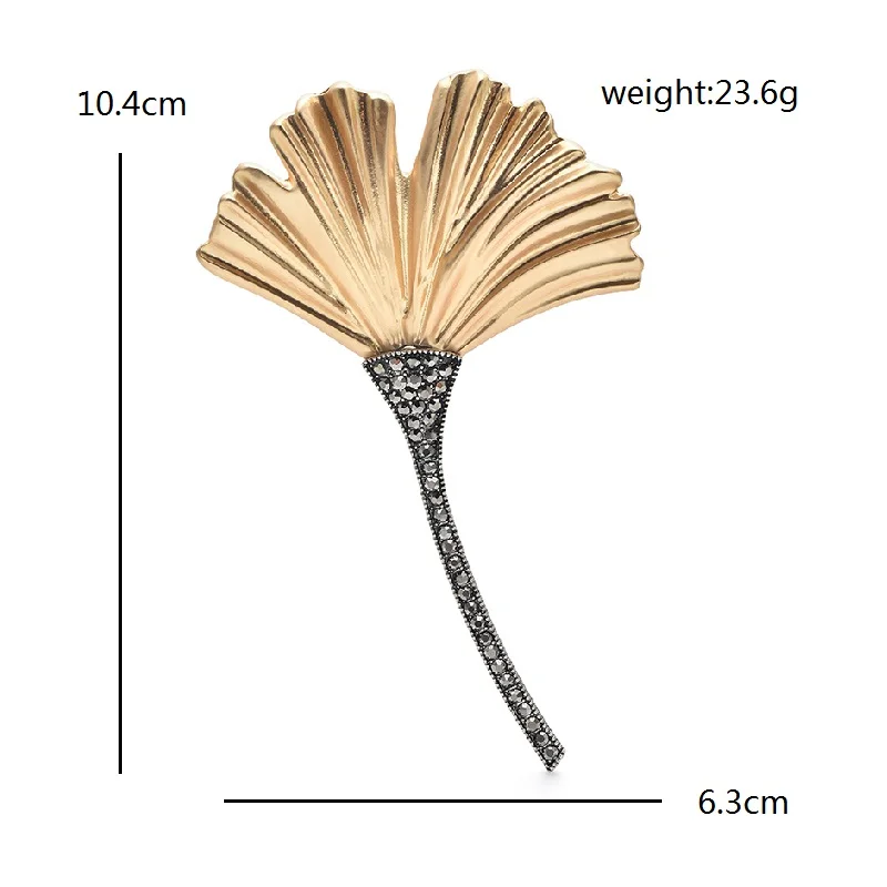 Wuli&baby Big Ginkgo Leaf Brooches For Women Men Charming Easy-match Plants Flower Party Office Brooch Pins Gifts image 2