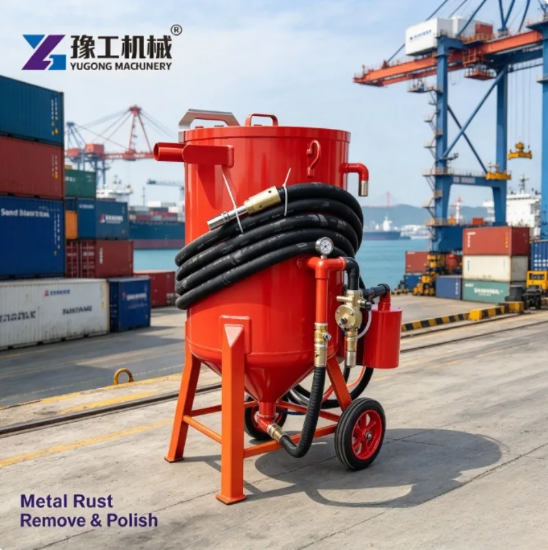 Professional Pneumatic Drive Open Dry Sandblasting Abrasive Blaster With Precision Gauge Display For Heavy Load Bracket