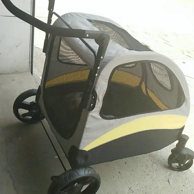 Medium Large Dog Cat Stroller, 4 Wheels Foldable Pet Travel Cart Jogger with Adjustable Handle, Load Capacity 132 LB