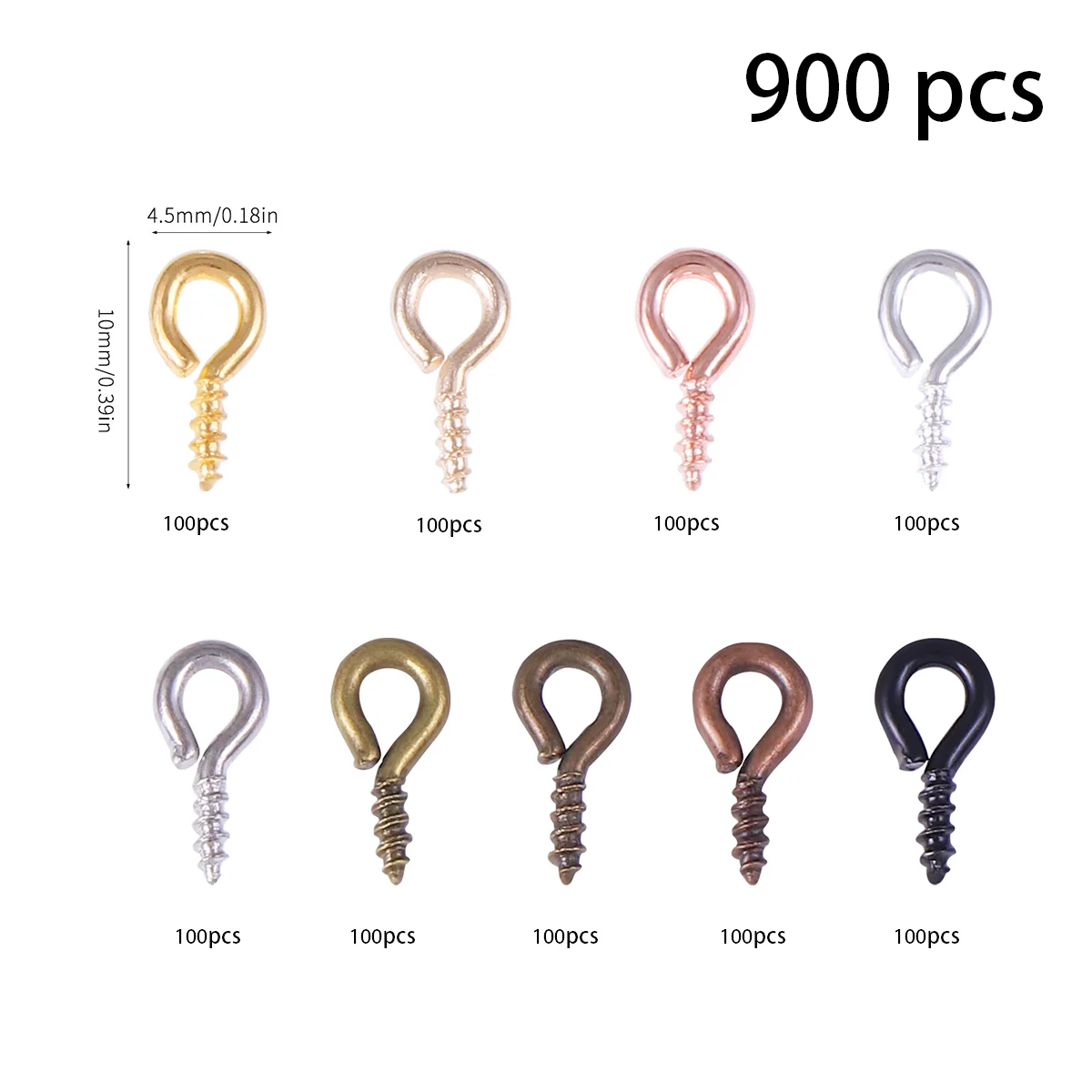 9 Colors Mini Screw Eye Hooks, Self-Tapping Eye Pins for DIY Craft Jewelry Making