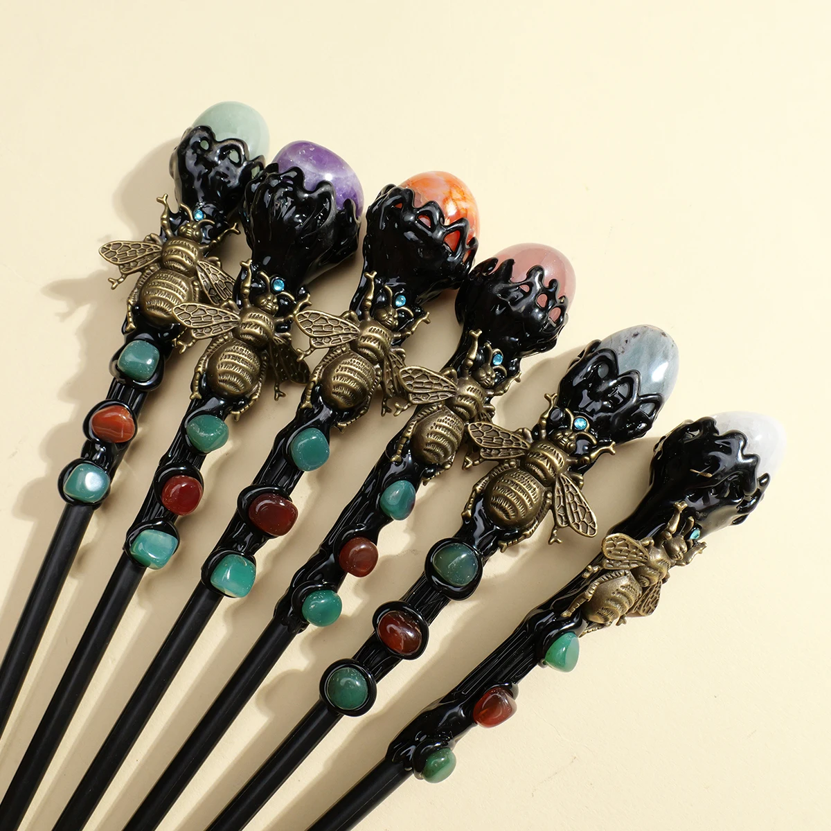 1 قطعة كريستال طبيعي هبط الحجر العسل اكسسوارات الصولجان العصا الدعامة الخشب عصا Hallowmas هدية DIY بها بنفسك اللوازم المنزلية #5