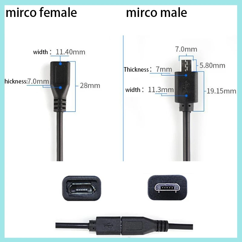 Micro USB 2.0 A Female Male Jack Charging Connector Cable 4 Pin 2 Pin 4 Wires Data Charge Cord DIY for Android Interface B2