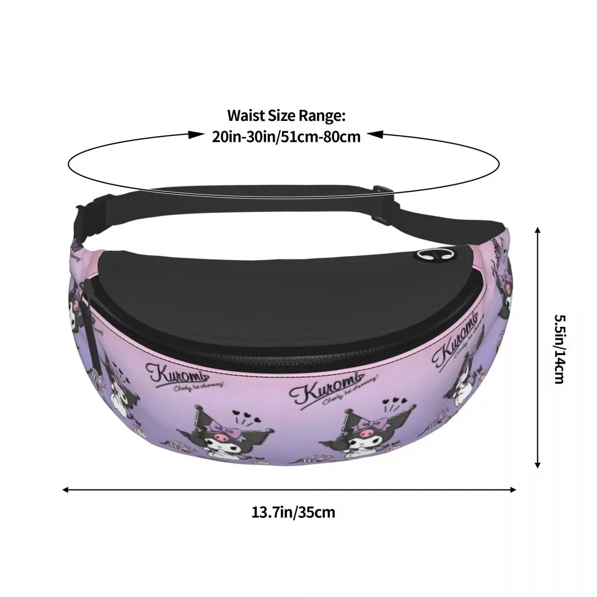 Personalizzato Kuromi Anime marsupio Anime Crossbody marsupio uomo donna viaggio escursionismo telefono Money Pouch