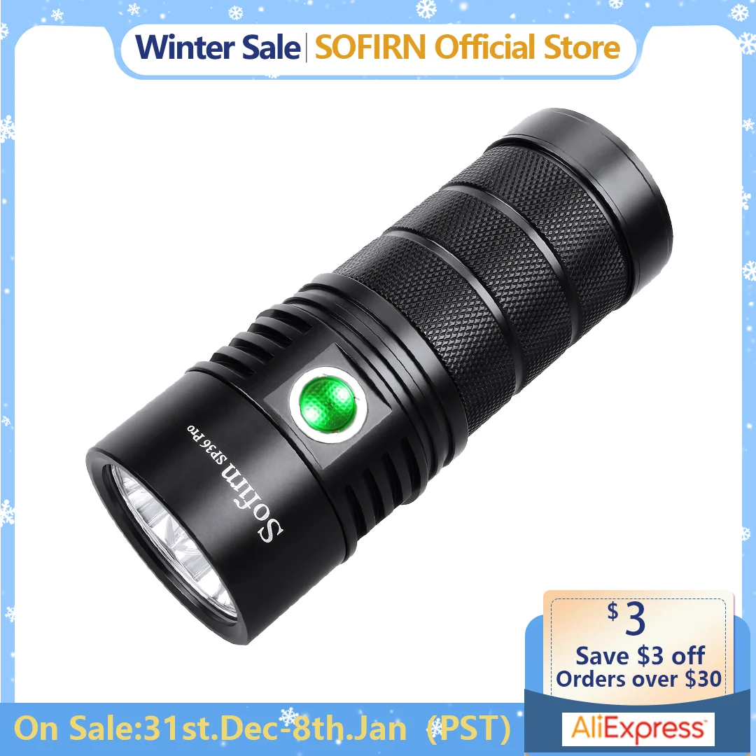 Sofirn SP36 Pro 8000lm Powerful LED Flashlight  4*SST40 USB C Rechargeable 18650 Torch