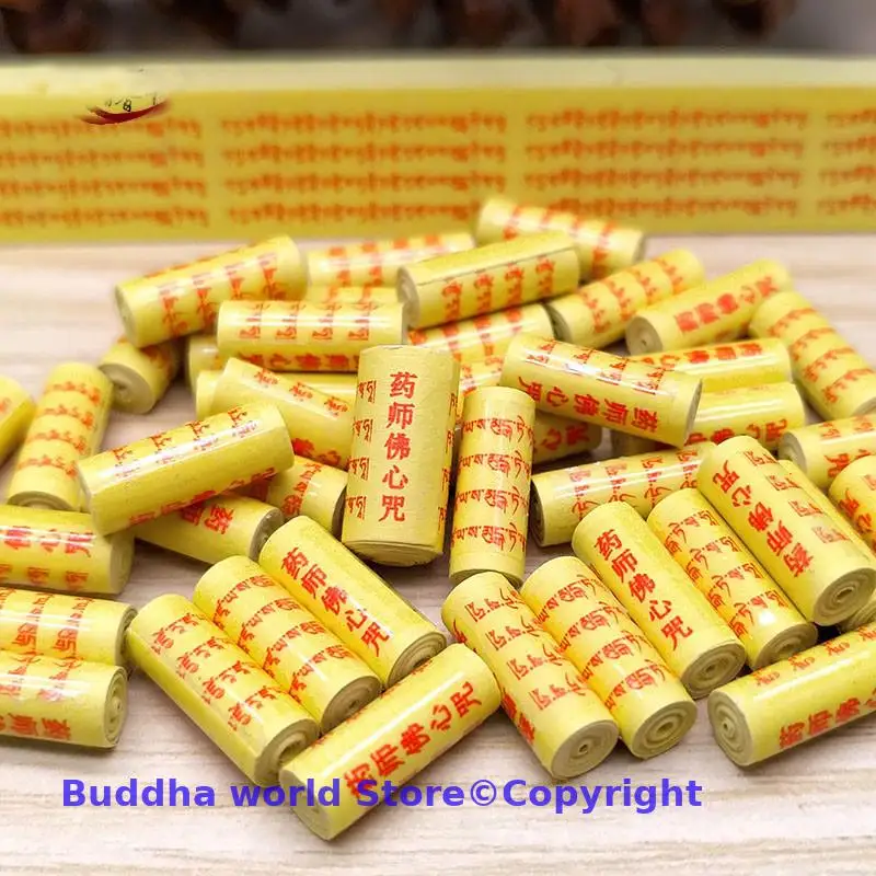 2025 Wholesale Buddhist supplies miniature the Medicine Buddha Mantra Buddhist scriptures roll amulet talisman Temple Abbot