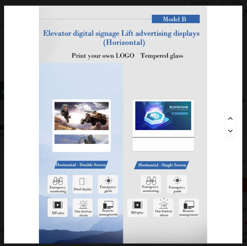 Máquina de publicidade de construção de tela de publicidade de elevador de 21,5 polegadas HD LCD Máquina de publicidade de suspensão de parede