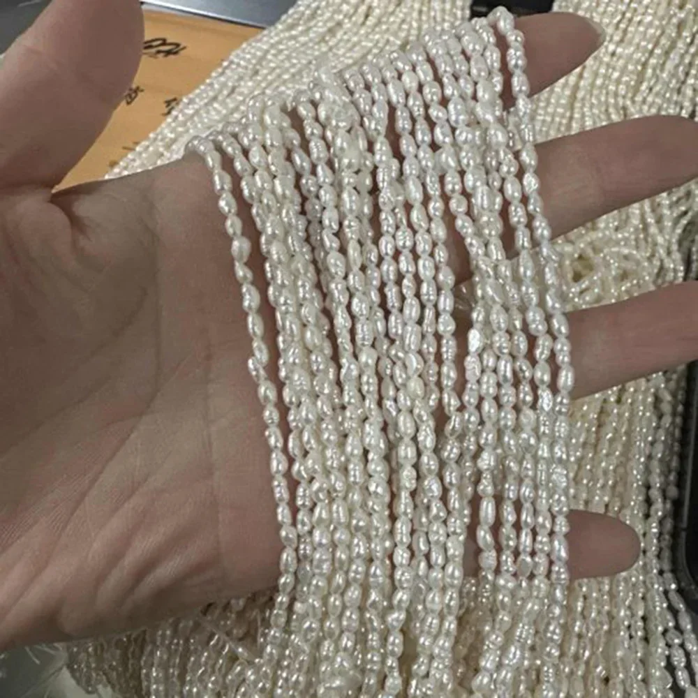 2,8-3,3mm Fabrik-Großhandel Natürliche Süßwasserperlen Reisförmige Isolierte Perlen Schmuckherstellung DIY Halskette Armband Zubehör Hochzeit – Detail 5