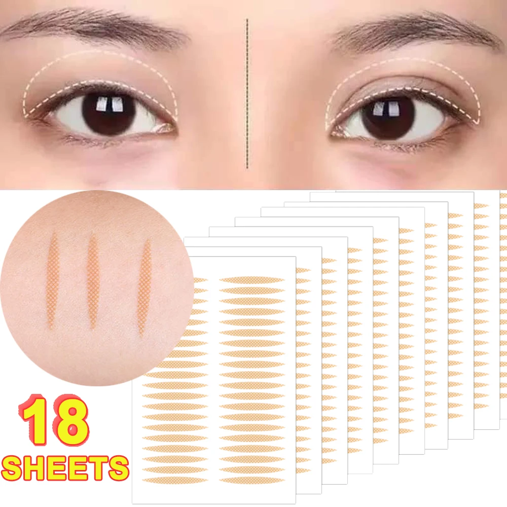 18Sheet Double Eyelid Stickers Create Larger Eyes Long-lasting Stickiness Natural Eye Makeup Invisible Lace Adhesive Eyelid Tape