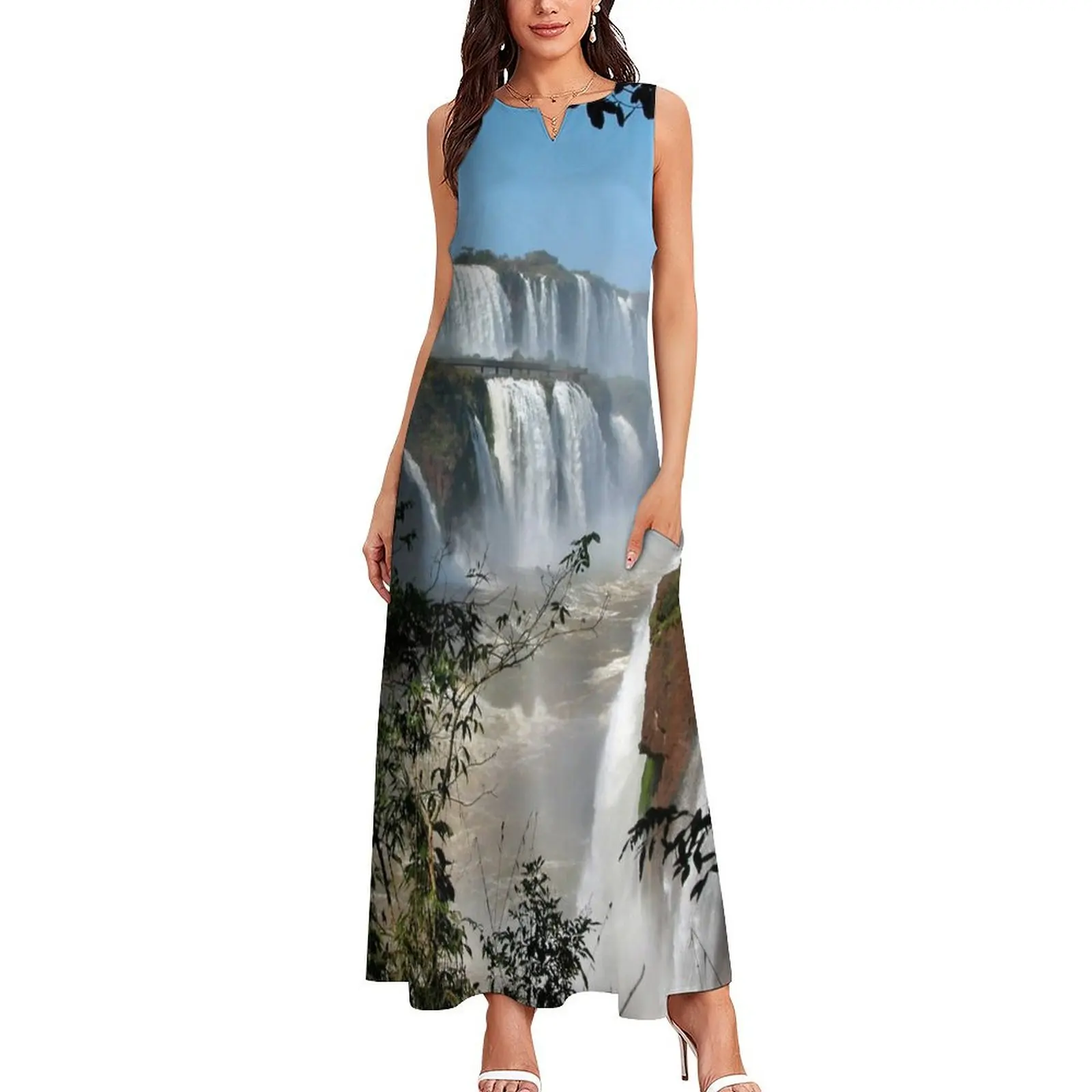 Iguazu Iguassu Waterfall Landscape Panorama Scenery, Brazil Argentina 8 Long Dress women long dresses Summer skirt