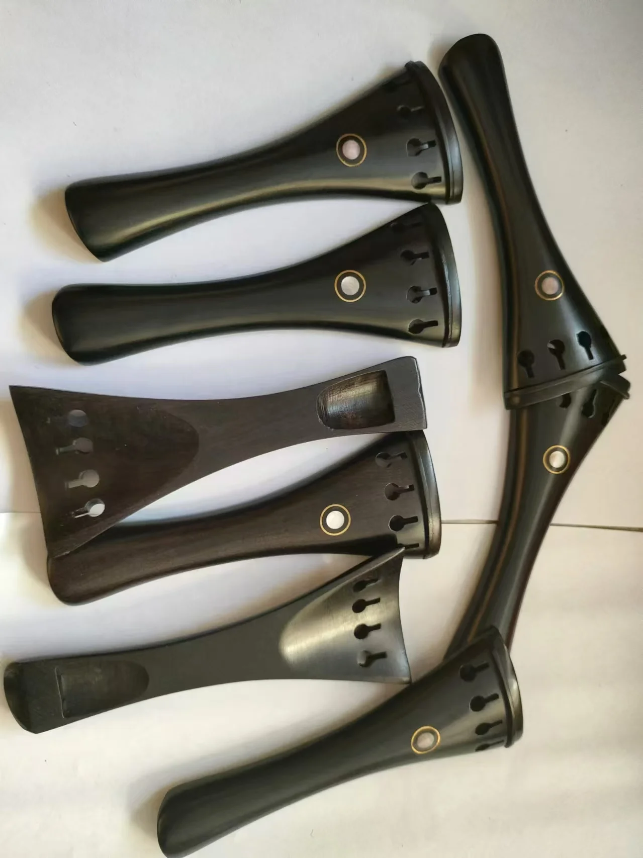 10 PCs Black Ebony Violin Tail Piece 4/4 Violin parts with Parision Eye