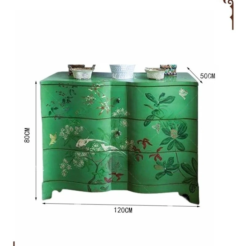 Vintage solid wood painted entryway living room decoration cabinet storage cabinet household display cabinet