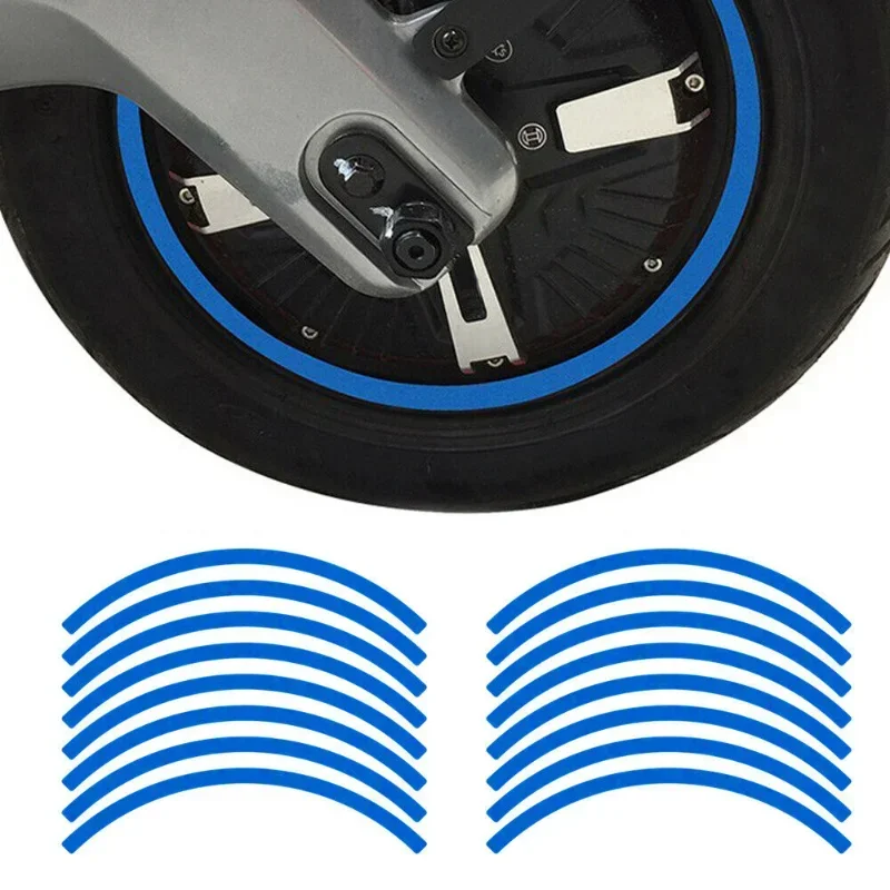 

16 Pieces/Set Universal Tire Blue Decals Reflective Wheel Rim Stripe Tape Stickers Red Decal Fit Car Motorcycle Printing Film