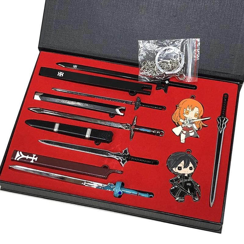 12 قطعة/المجموعة أنيمي ساو يوكي Asuna Kirito اكسسوارات سبيكة قلادة سلسلة المفاتيح المعدنية قلادة الدعائم