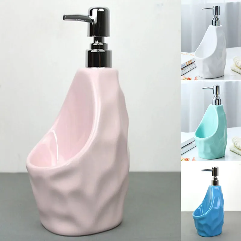 Pink Romantic Ceramic Wash Dispenser Lotion Bottle 1pc Multifunctional Soap Storage Box for Kitchen Shampoo Sink Countertop Rest