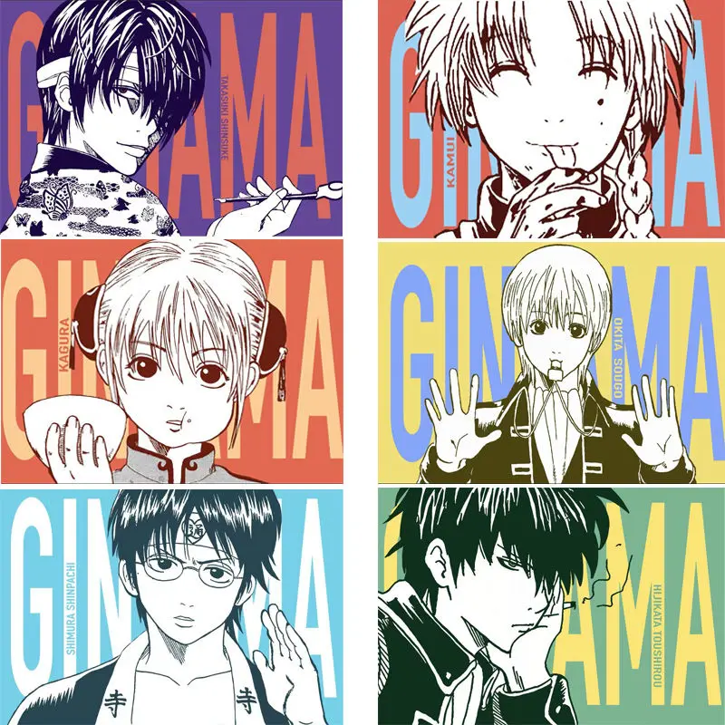 8 قطعة أنيمي جينتاما جينتوكي ساكاتا كاتسورا كوتارو تأثيري الكرتون بطاقة بريدية صور بطاقة حلية جمع هدية