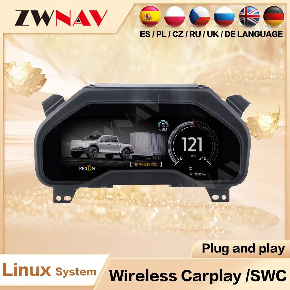 

ZWNAV 12,3-дюймовый автомобильный цифровой кластер для Ford f150 2015-2020, обновленный цифровой спидометр с ЖК-экраном