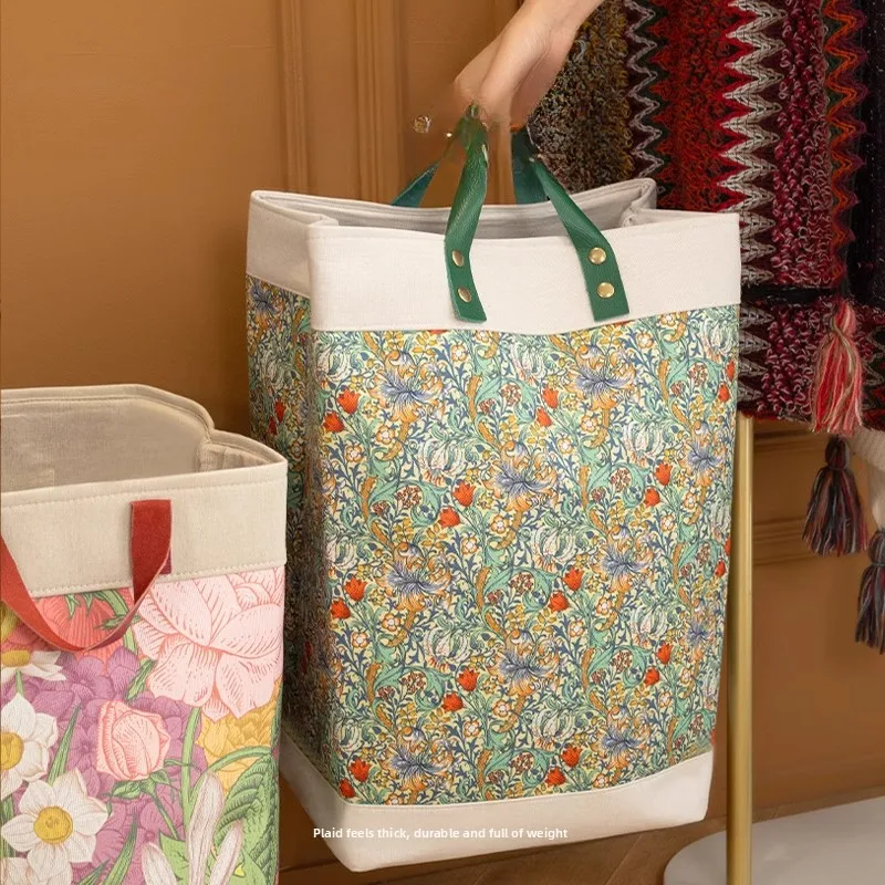 

French clothes storage bag Large capacity household fabric clothes cabinet sorting frame Dirty clothes basket Quilt storage bag