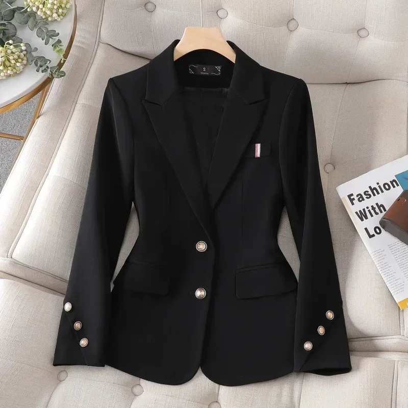 Blazer en coton imbibé pour femme, veste de printemps pour femme, vêtements de travail d'affaires, manteau pour fille, robe de Rh, haute qualité, mode féminine, 1 pièce