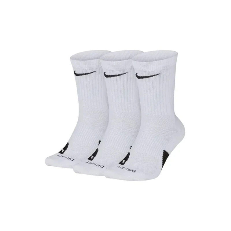 Original Nike Sport Breathable Mid-tube Socks Men's 3 Pairs White S M L SX7627-100