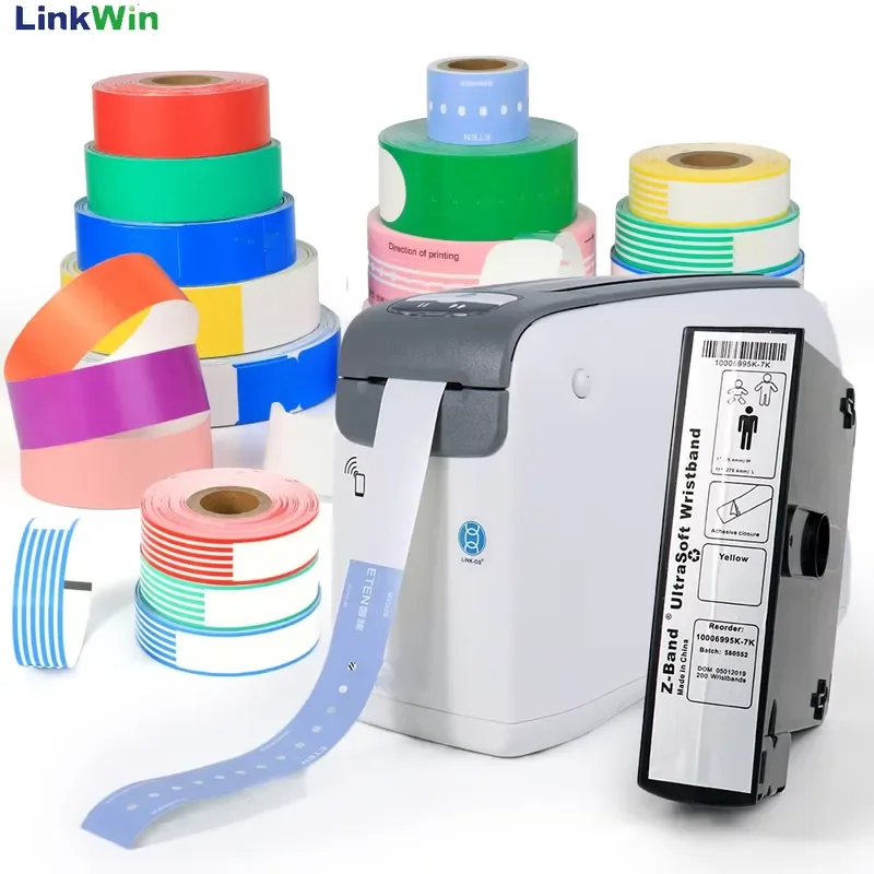Linkwin Custom Self Adhesive Hospital Thermal Patient ID Band / Wristbands Roll