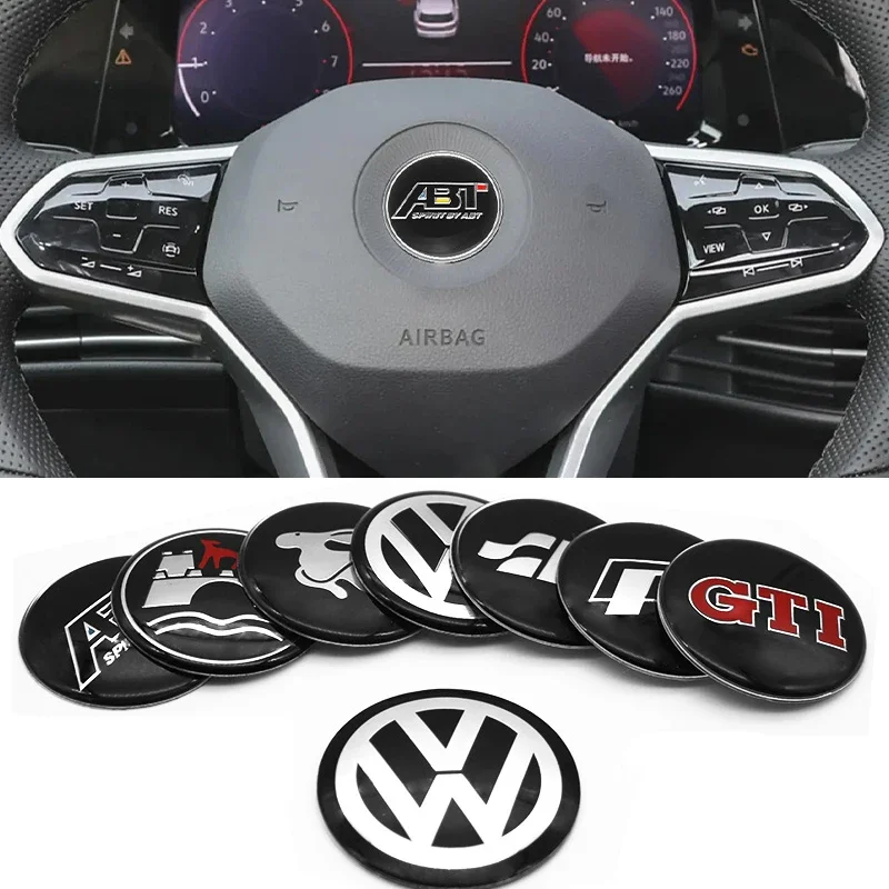 For VW Volkswagen Jetta MK5 Golf Car Steering Wheel Center Emblem Badge Sticker For Volkswagen VW Golf Polo Passat GTI R Line R3 view 3