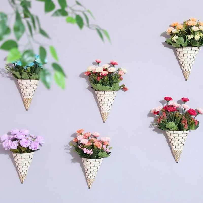 Flower Plant Pot Home Garden Wall Fence Hanging Planter Basket Cone Style