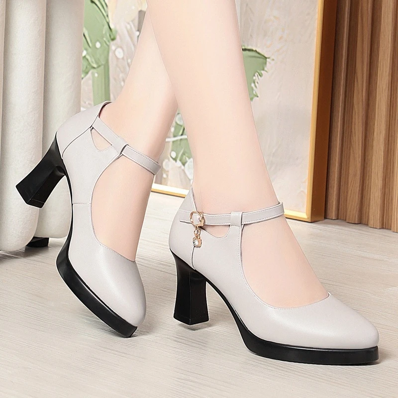 

Soft Leather Platform High Heel Comfort Non Tired Qipao Stage Show Dance Shoes Elegant Performance Single Shoes For Women New