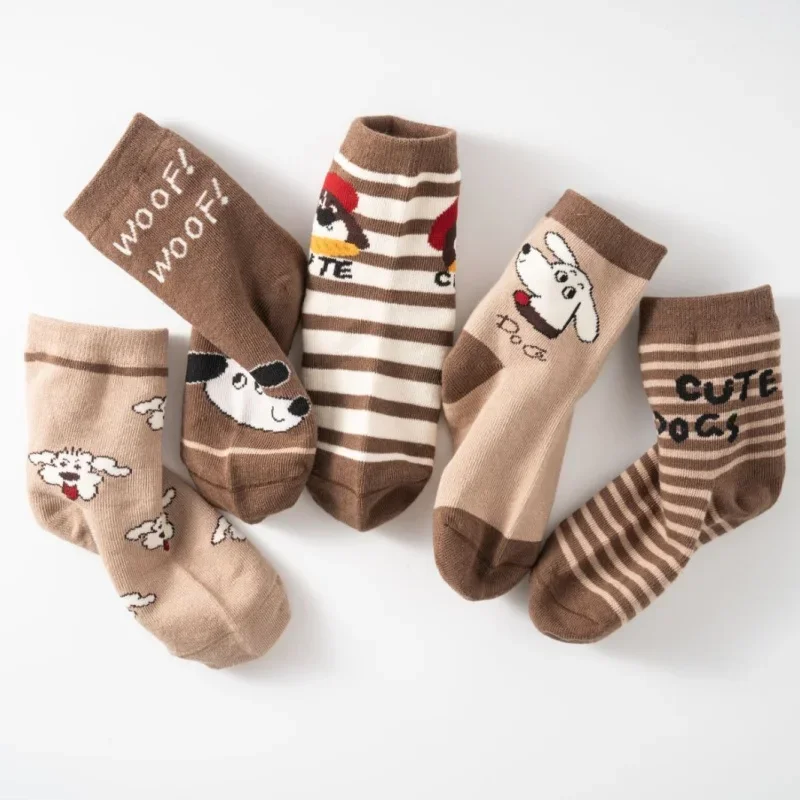 5 أزواج من الجوارب الأطفال الربيع والخريف اسطوانة بلون الفتيان والفتيات الأطفال الكبار لطيف صبي طفل الجوارب 1-12 سنة