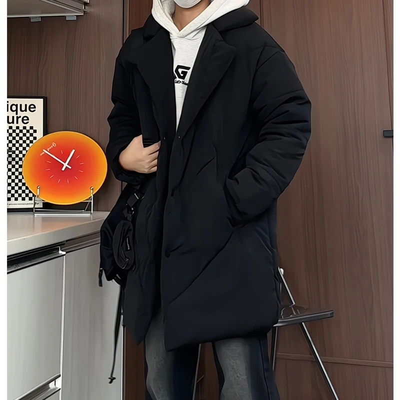 Black/Gray Plus Size 5XL-M Winter Jackets Men Clothing Thick Warm Loose Cotton-Padded Men's Casual Jacket Turn Down Collar Coats