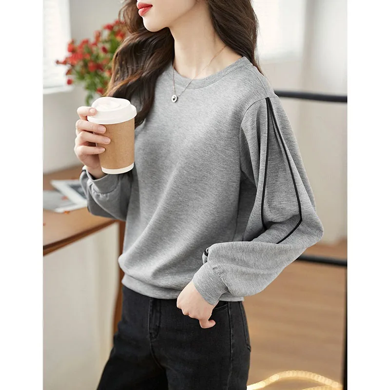 Fashion O-Neck Spliced Casual Blouse Women's Clothing 2022 Autumn New Korean Pullovers Long Sleeve All-match Commute Shirt