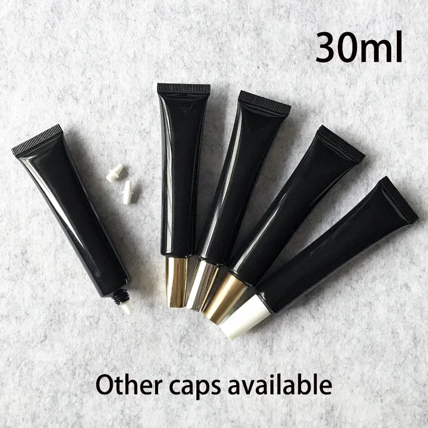 

Free Shipping 30ml Black Plastic Eye Cream Bottle 30g Cosmetic Lip Gloss Soft Tube Refillable Concealer Squeeze Bottles