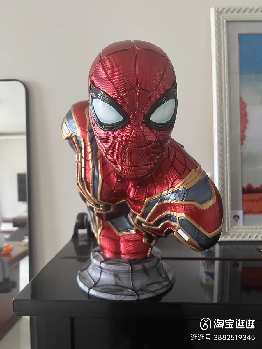 

Genuine 38cm Marvellron Armor Spider Man Handmade Bust Decoration Hero Expedition Movie Surrounding Gk Model Statue Kid Gift