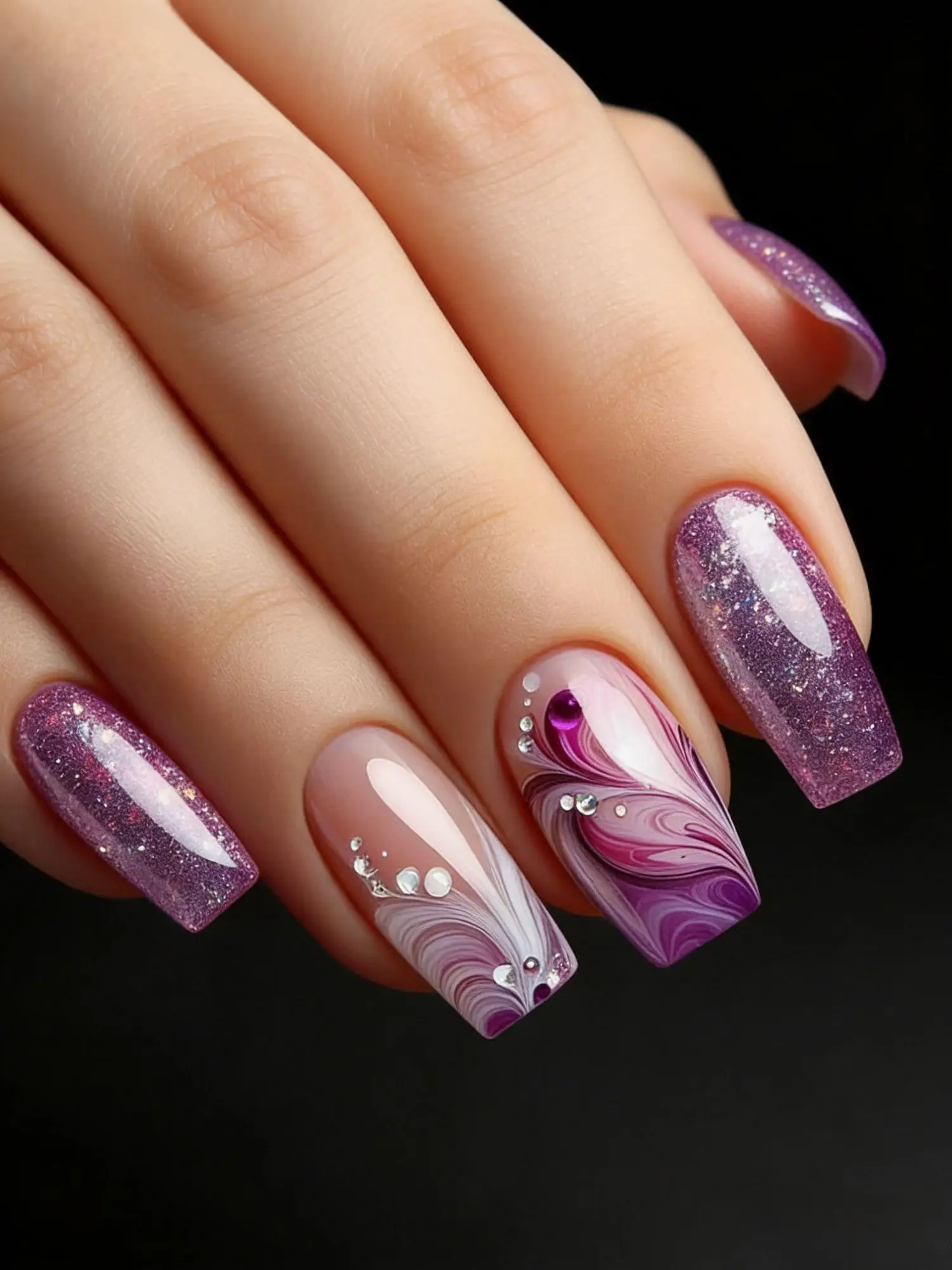 24 قطعة من الأظافر الصناعية متوسطة الطول بتصميم فرنسي أحمر مع قلوب، أظافر مزيفة قابلة للتركيب مع أحجار الراين، أطراف أظافر كاملة قابلة للفصل