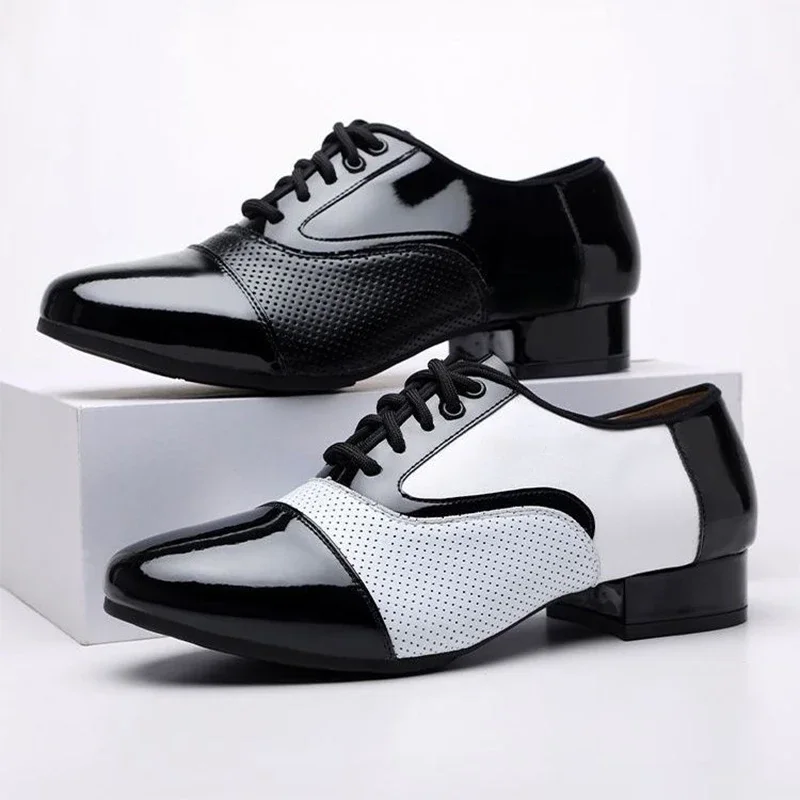 Modern Dance Shoes For Men Soft Performance Leather Breathable Social Latin Dance Square Formal Dress Jazz Dance Shoes Sneakers